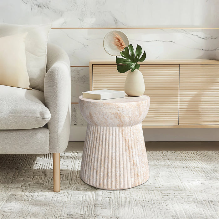 Fluted Stone Side Table