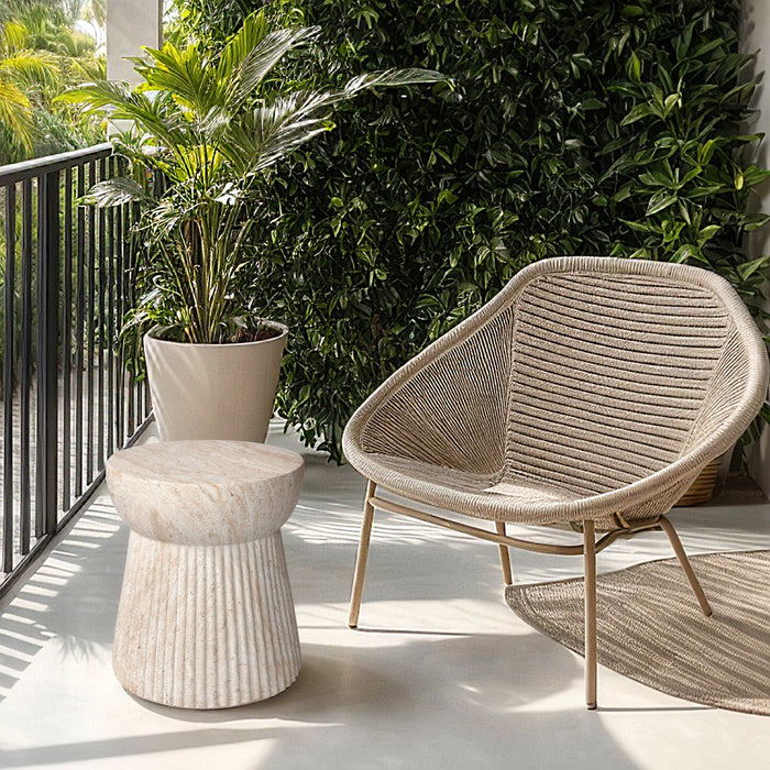 Fluted Stone Side Table