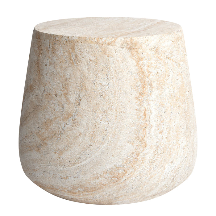 Golden Glow Barrel Stone Side Table