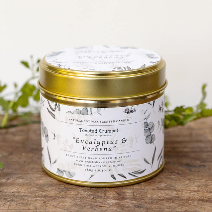 Eucalyptus & Verbena Candle In a Matte Gold Tin