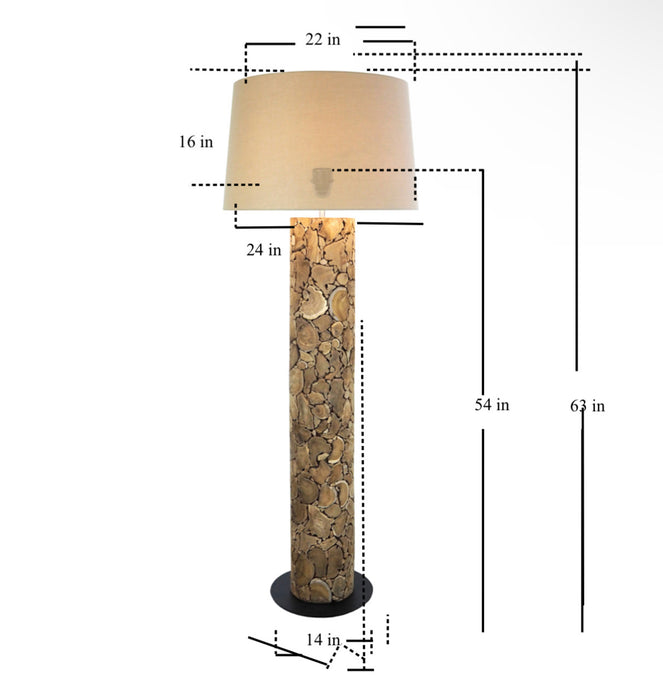 Round Teak Patch Floor Lamp