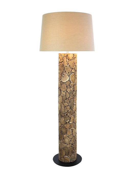 Round Teak Patch Floor Lamp
