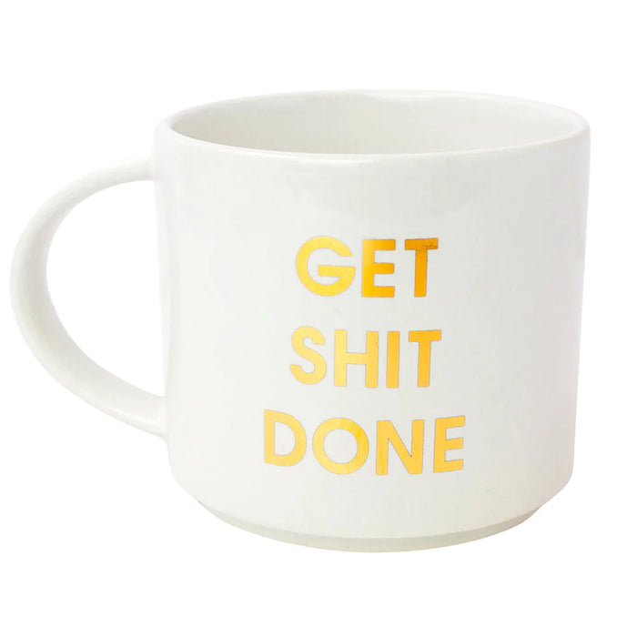 Get Shit Done - White Mug With Gold Foil