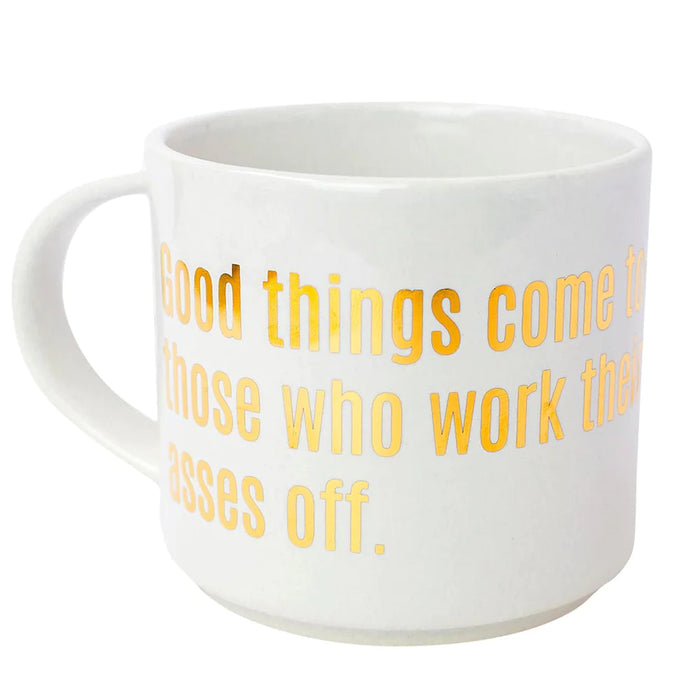 Good Things Come - White Mug With Gold Foil