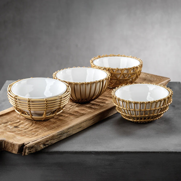 Wicker and Bamboo Condiment Bowl