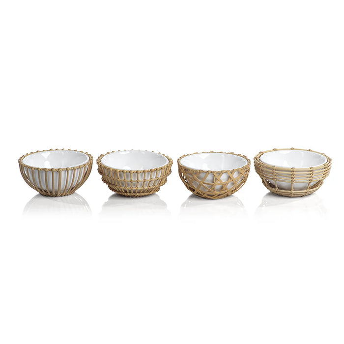 Wicker and Bamboo Condiment Bowl