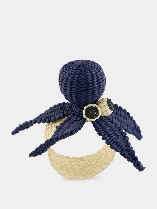 Navy Octopus Napkin Rings - Set Of 4