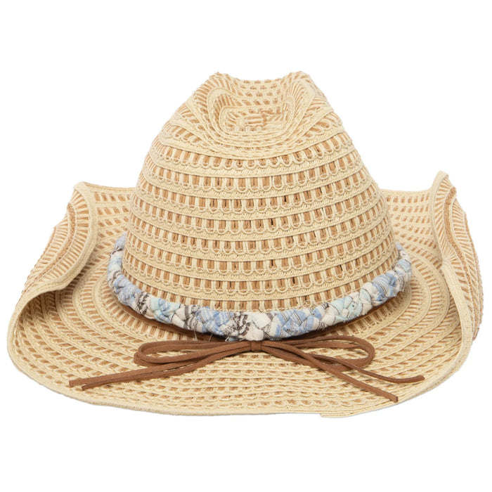 Women's Crochet Paper Straw Cowboy Hat
