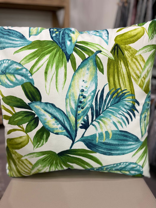 Blue / Green Floral Poly Pillow