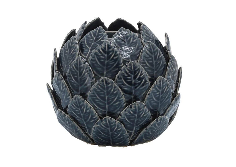 Contemporary Ceramic Lotus Ball Votive Holder - Blue