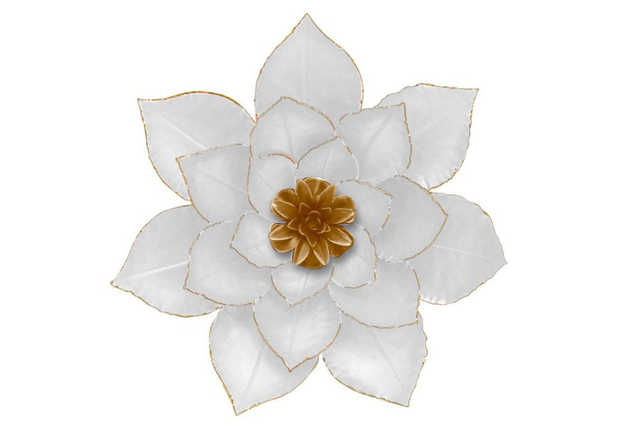 Metal Lotus Wall Decor - White & Gold
