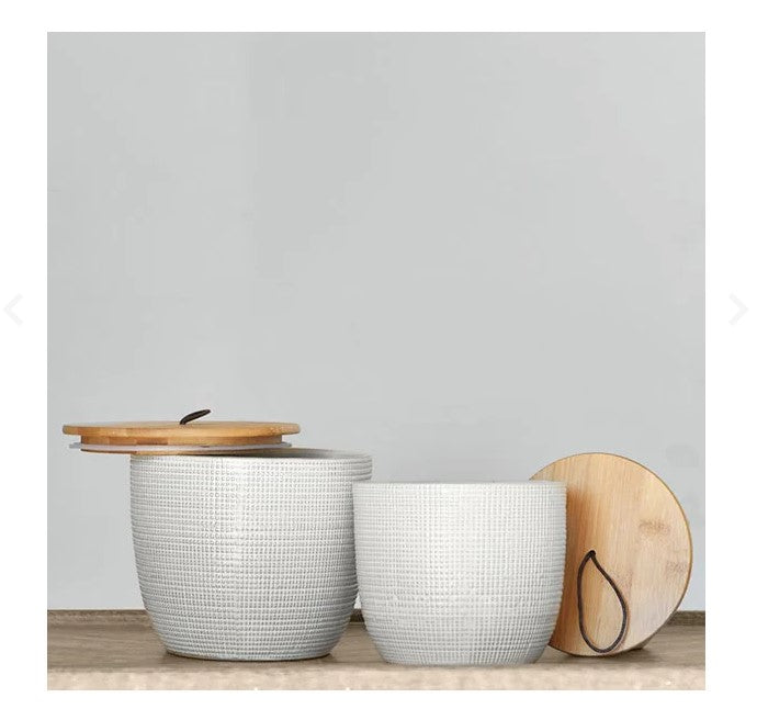 White Canister With Lid