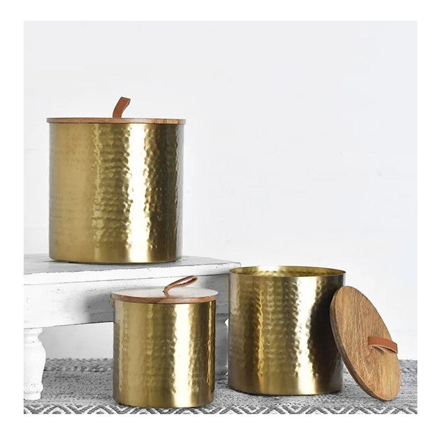 Faux Brass Canisters With Lids