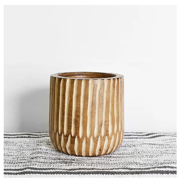 Carved Wood Planter