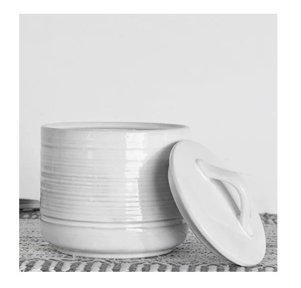 White Canister With Lid