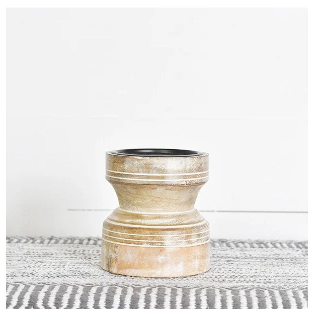 White Wash Candle Holder