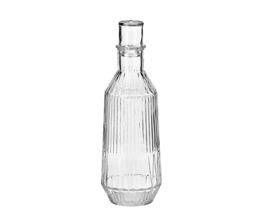Patterned, Clear Glass Carafe With Stopper