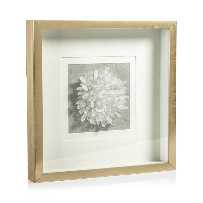 Gold Framed Crystal Flower Decor