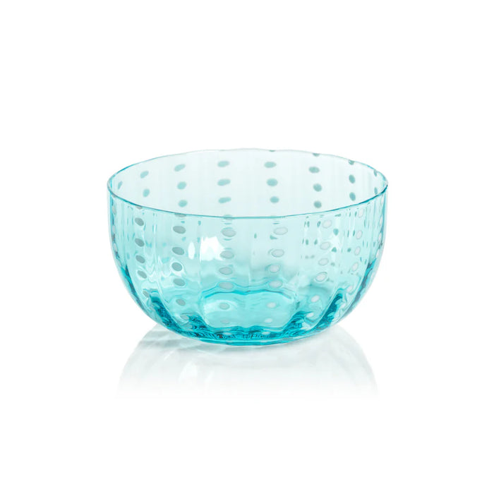 Portofino White Dot Condiment Bowl - Aqua