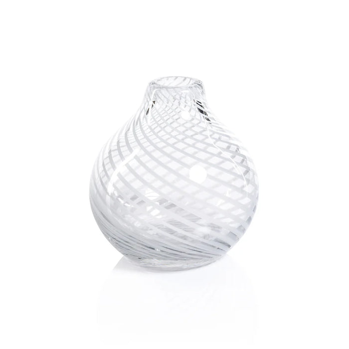 Claire Bud Vase w/White Swirl - Small