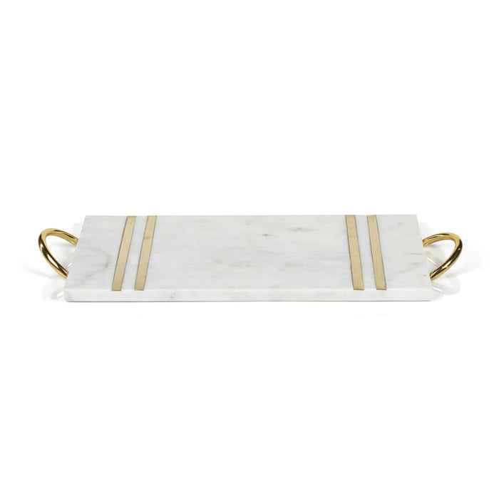 Rectangular Marble Tray with Brass Handles