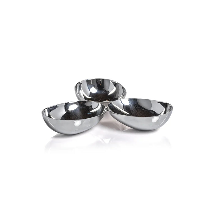 Triple Nut Bowl- Polished Steel