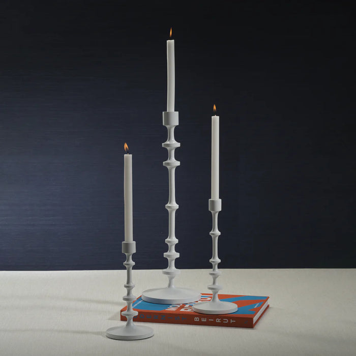 Lilou Matt White Metal Taper Holder