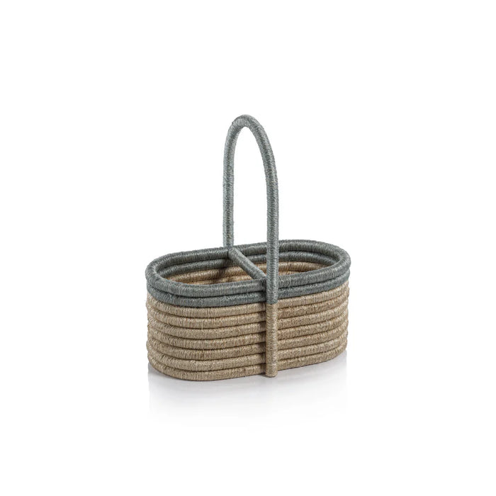 Coiled Rattan and Abaca Utensil/ Wine Caddy