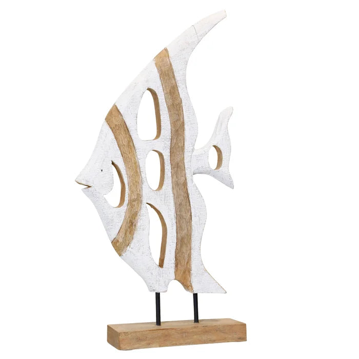 Wood Angel Fish On Stand