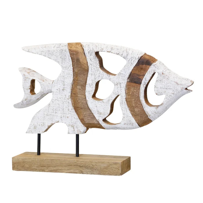 Wood Angel Fish On Stand