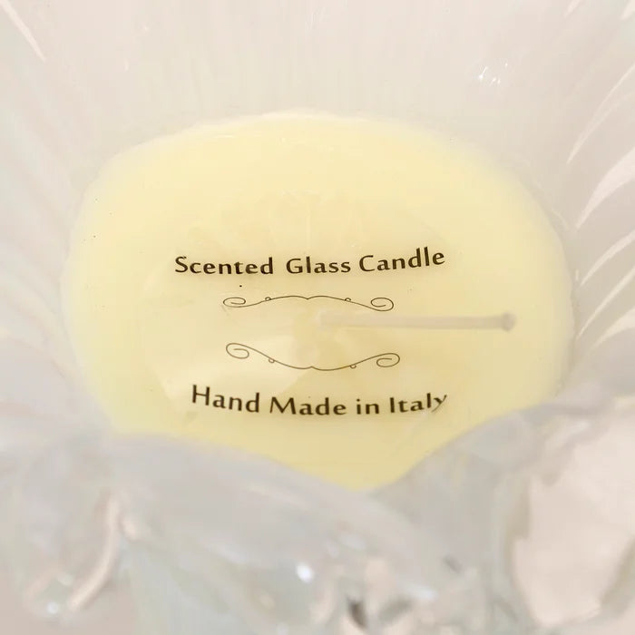 White Iris Glass Candle Vase