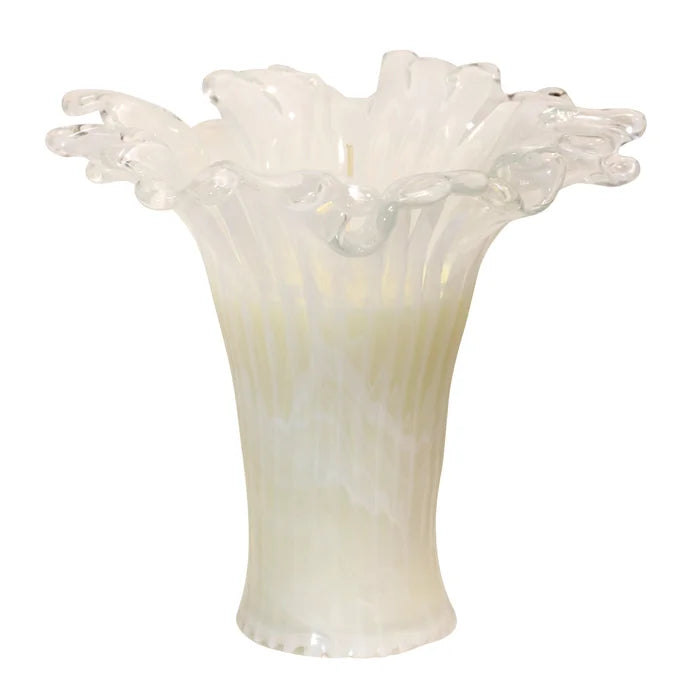 White Iris Glass Candle Vase
