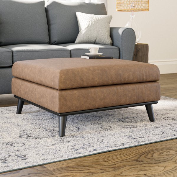 Square Ottoman - Faux Caramel