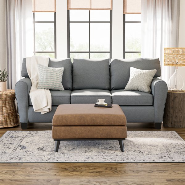 Square Ottoman - Faux Caramel