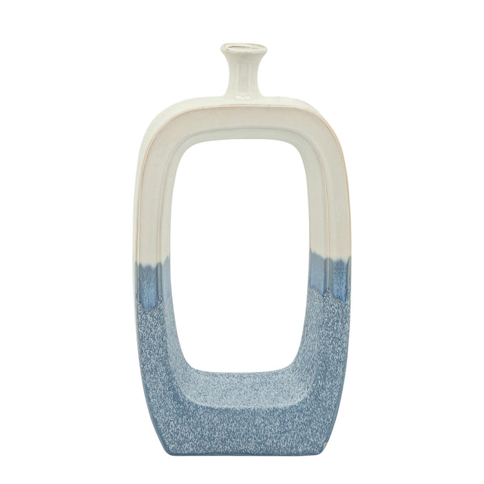 Ceramic Sky-Blue Cut-Out Vase
