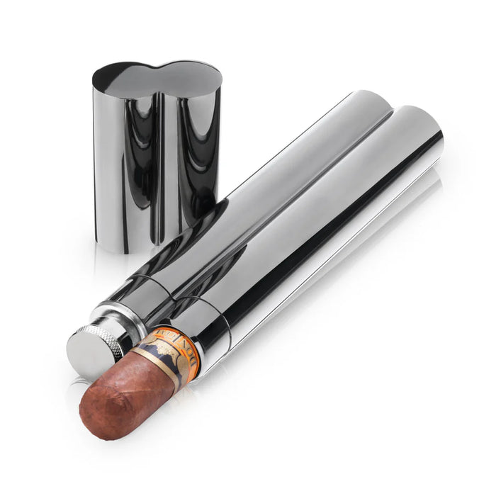 Gunmetal Cigar Holder & Flask