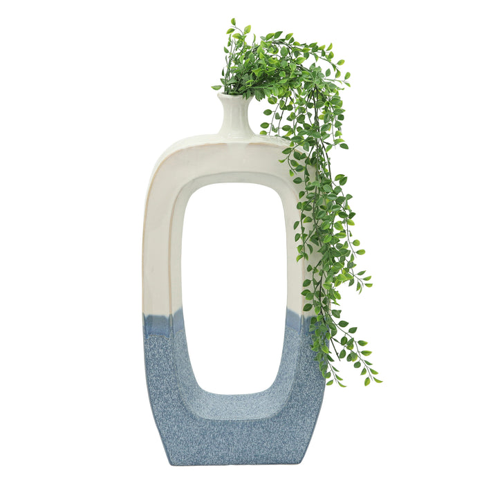 Ceramic Sky-Blue Cut-Out Vase
