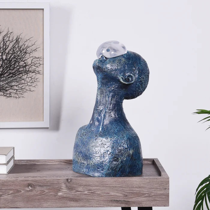 Polyresin Blue Man Sculpture