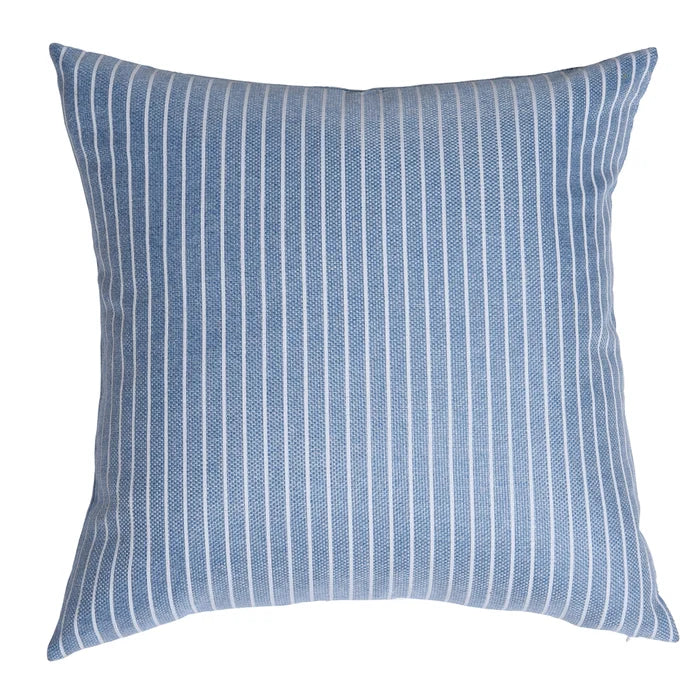 White Pinstripe & Blue Down Pillow