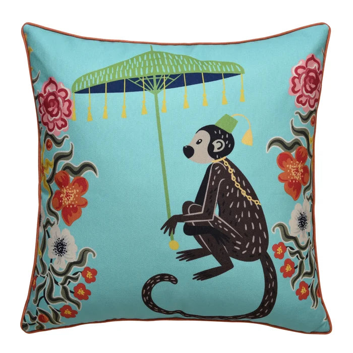 Monkey Down Pillow - Aqua
