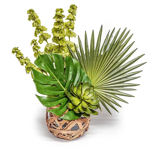Tropical Foliage In Glass Globe