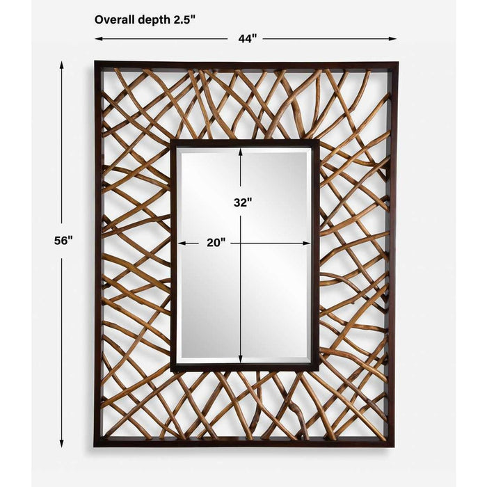Teak Maze Rectangular Mirror