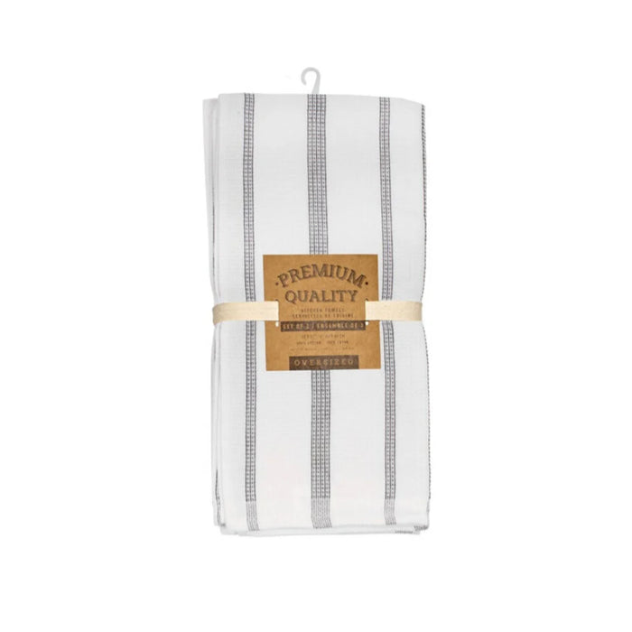 Premium Kitchen Towels - Pin Stripe Grey