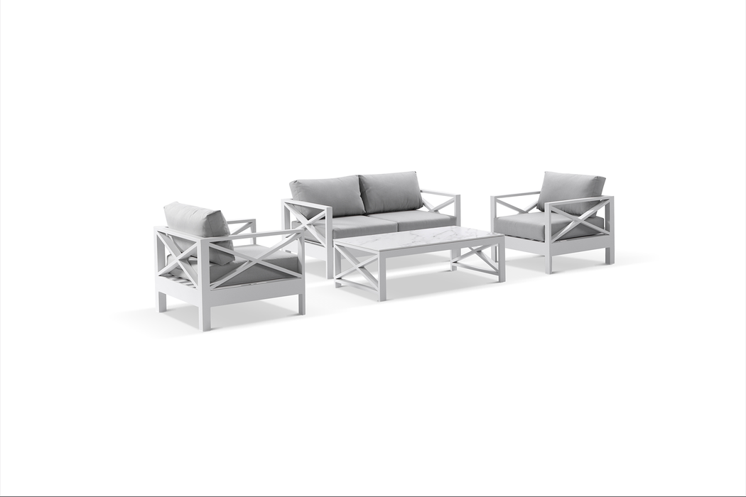 Harbour Haven White & Gray Outdoor Set
