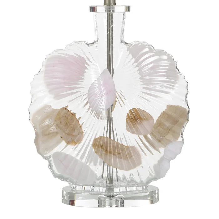 Glass Shell Table Lamp w/Crystal Base