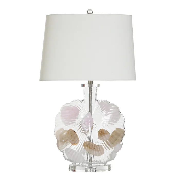 Glass Shell Table Lamp w/Crystal Base