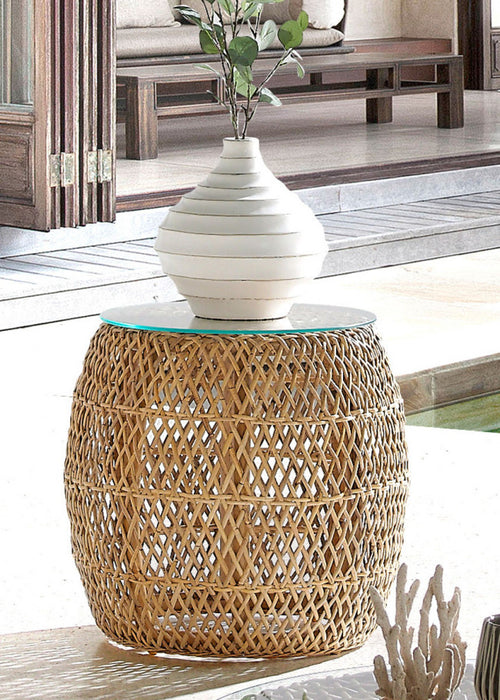 Sumatra Round End Table w/Glass