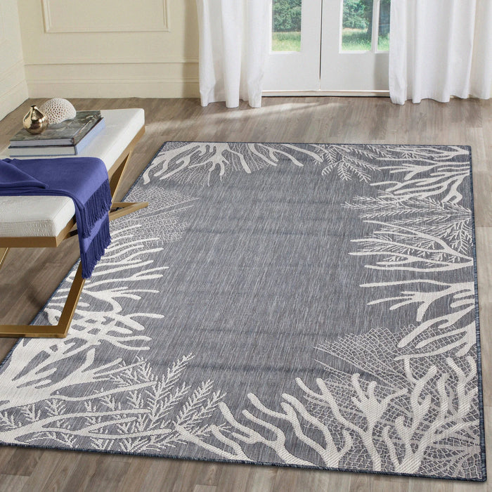 Carmel Reef Border Navy Rug