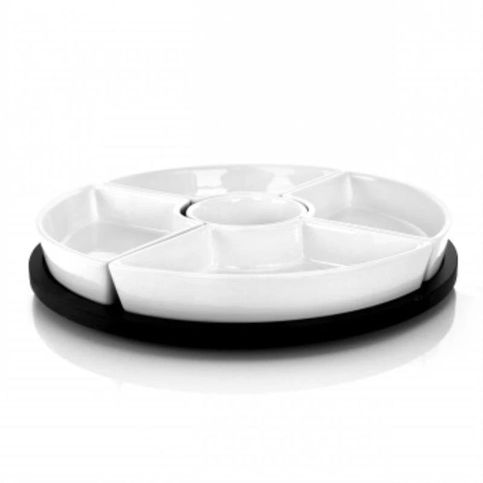 5pc. Tidbit Dishes w/Wood Base