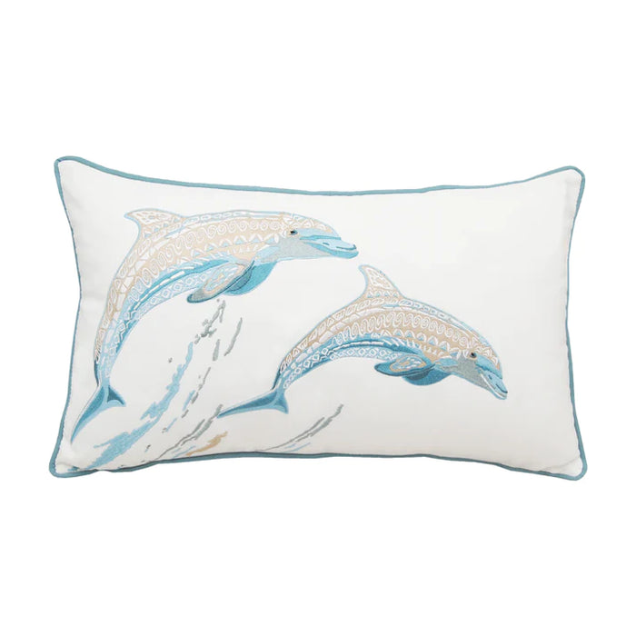 Sea Glass Tribal Dolphin Pillow